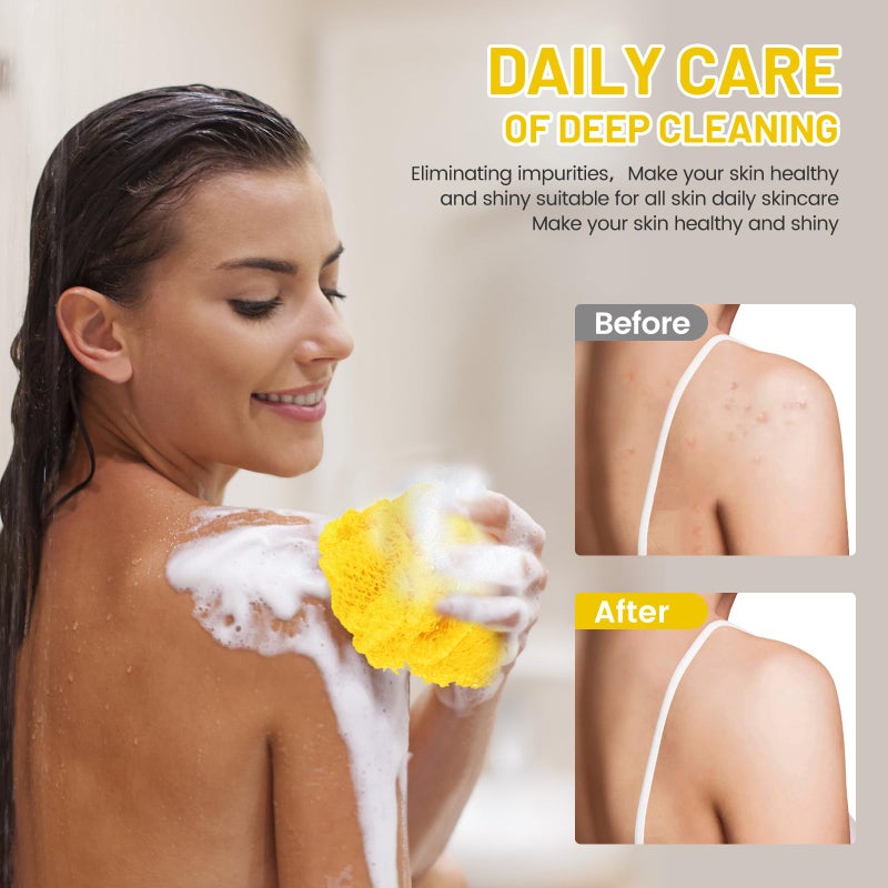 ZOCY African Net Sponge, Authentic Exfoliating Body Scrubber for Bath and Shower, Multiple Textures with Gentle Deep Exfoliating and Rich Lather for All Skins (Yellow) - Image 2